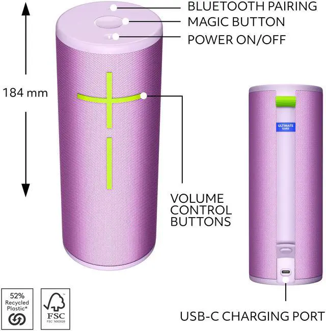 Alt view image 6 of 7 - Ultimate Ears - BOOM 4 Portable Wireless Bluetooth Speaker with Waterproof, Dustproof and Floatable design - Enchanting Lilac