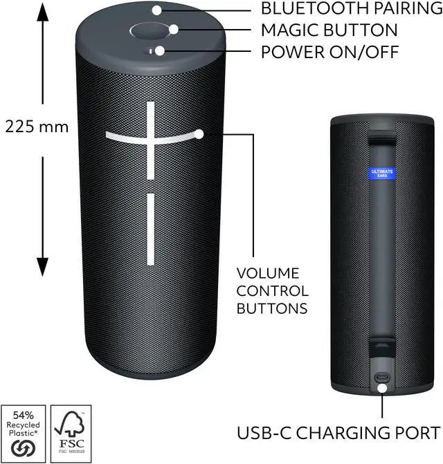 Alt view image 4 of 6 - Ultimate Ears MEGABOOM 4 Wireless Bluetooth Speaker - Active Black