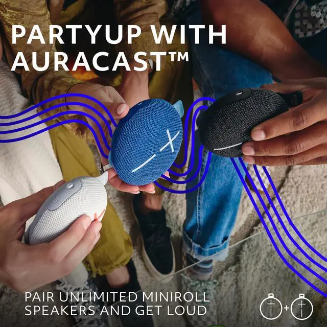 Alt view image 3 of 8 - Ultimate Ears MINIROLL Ultra-Portable Waterproof Bluetooth Speaker - Majestic Blue