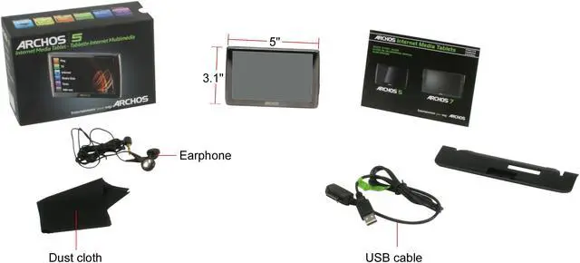 Alt view image 6 of 6 - Archos 5 120GB 4.8" WiFi Touch Screen Internet Media Tablet and MP3/MP4 Player