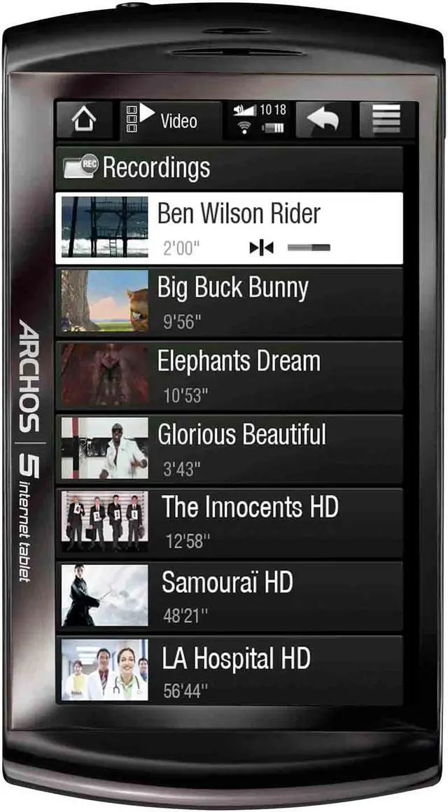 Alt view image 6 of 13 - Archos 5 Internet Tablet - 32GB running Google Android + Wi-Fi (501318) - BLACK