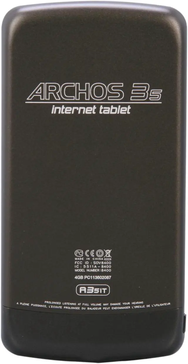 Alt view image 5 of 8 - ARCHOS 35 Internet Tablet 3.5" Black 4GB MP3 / MP4 Player 501733