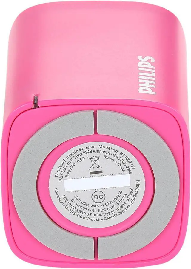 Alt view image 7 of 8 - Philips BT100 Wireless Portable Speaker (Pink)