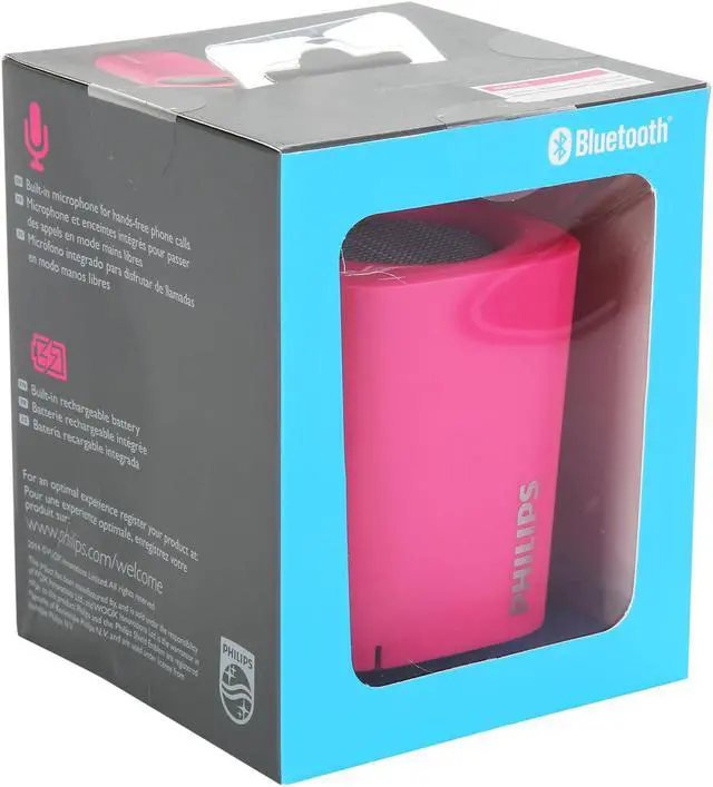 Alt view image 8 of 8 - Philips BT100 Wireless Portable Speaker (Pink)