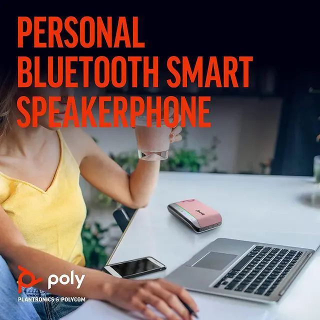 Alt view image 2 of 7 - Poly Sync 20 Pink USB-A Smart Speakerphone (Plantronics) - Personal Portable Speakerphone - Noise & Echo Reduction - Connect to Cell Phone via Bluetooth and PC/Mac via USB-A Cable -Works w/Teams, Zoom