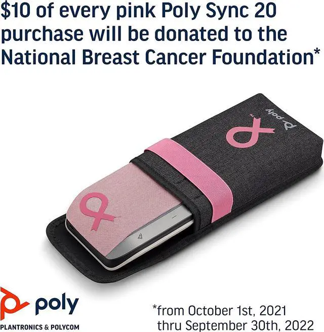 Alt view image 3 of 7 - Poly Sync 20 Pink USB-A Smart Speakerphone (Plantronics) - Personal Portable Speakerphone - Noise & Echo Reduction - Connect to Cell Phone via Bluetooth and PC/Mac via USB-A Cable -Works w/Teams, Zoom