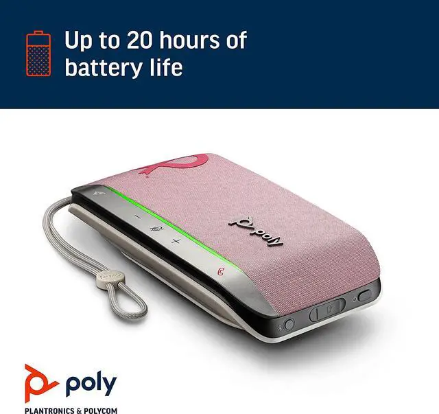 Alt view image 6 of 7 - Poly Sync 20 Pink USB-A Smart Speakerphone (Plantronics) - Personal Portable Speakerphone - Noise & Echo Reduction - Connect to Cell Phone via Bluetooth and PC/Mac via USB-A Cable -Works w/Teams, Zoom