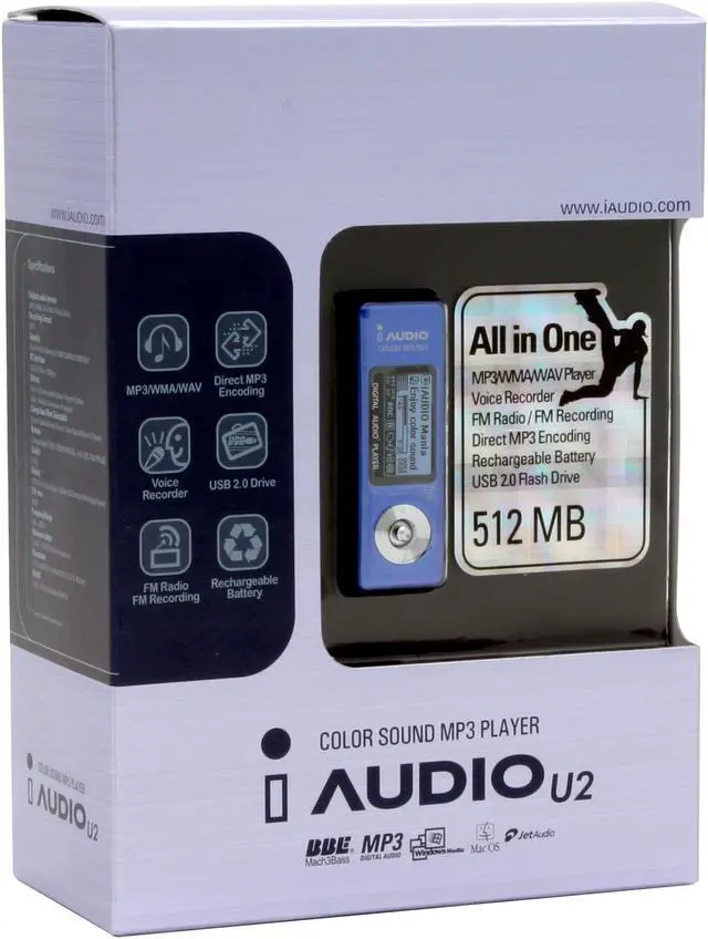 Alt view image 7 of 7 - iAUDIO Blue 512MB MP3 Player U2-512BU