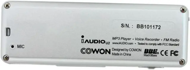 Alt view image 7 of 11 - iAUDIO U2 Black 2GB MP3 Player U2-2048BL