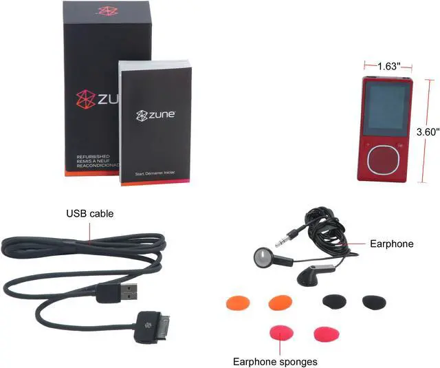 Alt view image 12 of 12 - Microsoft Zune 1.8" Red 8GB MP3 / MP4 Player