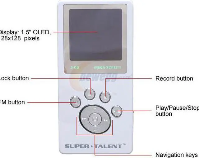 Alt view image 3 of 8 - SUPER TALENT MEGA Plus 1.5" White 2GB MP3 Player