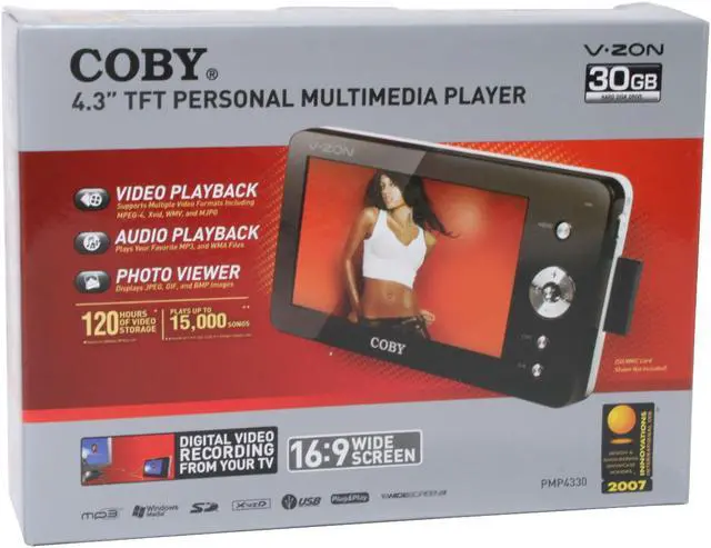 Alt view image 6 of 6 - Coby 4.3" Black 30GB MP3 / MP4 Player PMP-4330