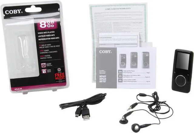 Alt view image 8 of 8 - Coby 1.8" Black 8GB MP3 / MP4 Player MP620