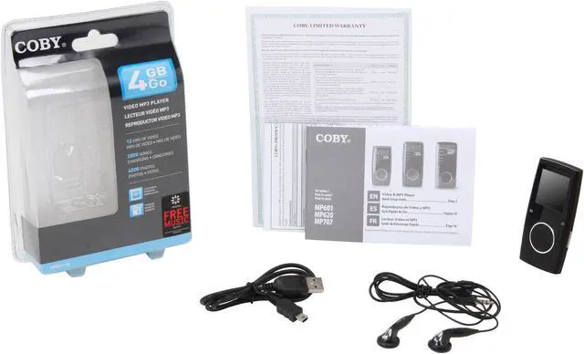 Alt view image 8 of 8 - Coby 1.44" Black 4GB MP3 / MP4 Player MP601