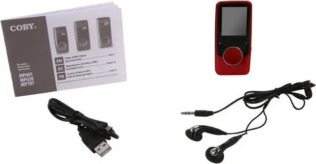Alt view image 8 of 8 - Coby 1.8" Red 4GB Video MP3 Player MP620