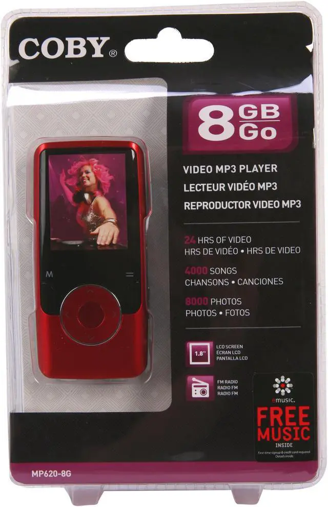 Alt view image 7 of 8 - Coby 1.8" Red 8GB Video MP3 Player MP620-8GRED