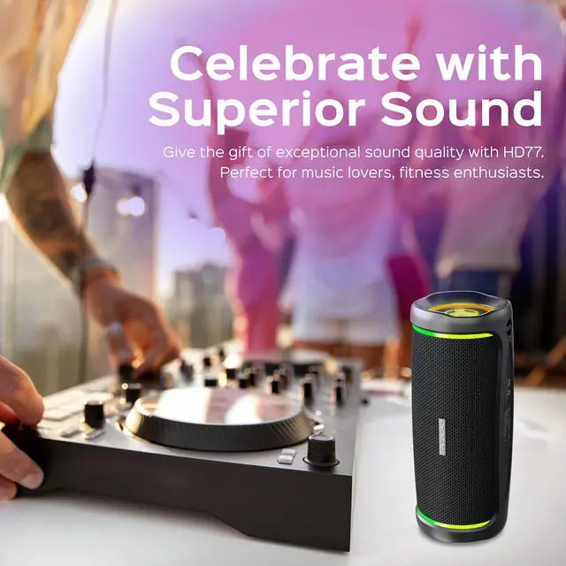 Alt view image 2 of 8 - TREBLAB HD77 - Ultra Premium Bluetooth Speaker - Loud 360° HD Surround Sound, Wireless Dual Pairing, 25W Stereo, Loud Bass, 20H Battery, IPX6 Waterproof, Sports Outdoor, Portable Blue Tooth