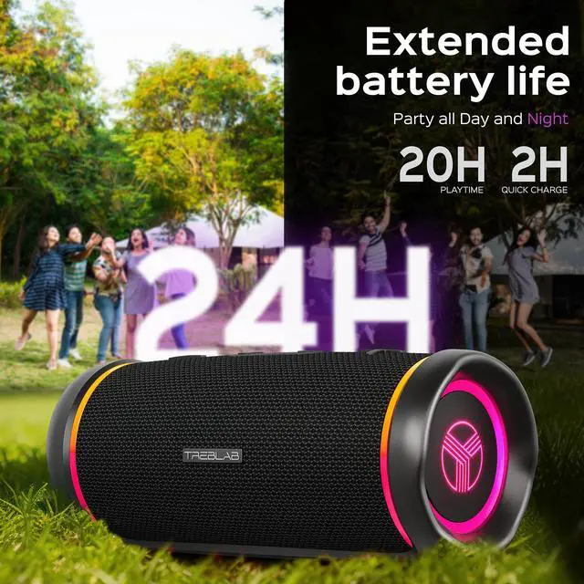Alt view image 6 of 8 - TREBLAB HD77 - Ultra Premium Bluetooth Speaker - Loud 360° HD Surround Sound, Wireless Dual Pairing, 25W Stereo, Loud Bass, 20H Battery, IPX6 Waterproof, Sports Outdoor, Portable Blue Tooth