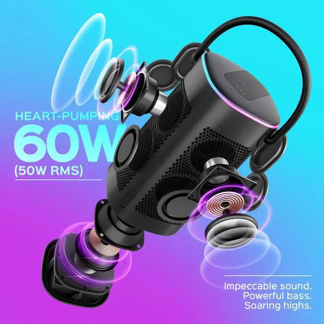 Alt view image 2 of 4 - Treblab HD-Force Portable Bluetooth Speaker System - 50 W RMS - Black - 80 Hz to 16 kHz - Rechargeable Battery