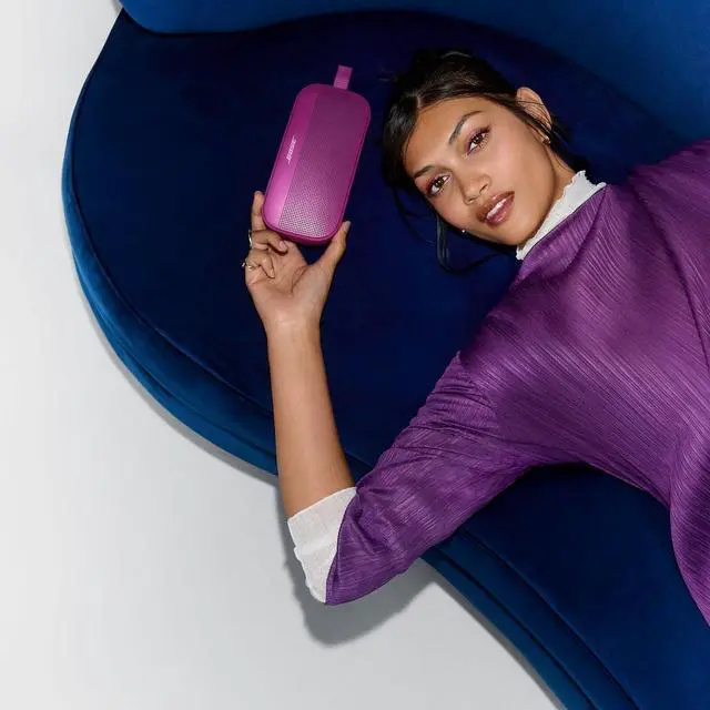 Alt view image 6 of 7 - Bose SoundLink Flex Bluetooth Speaker (2nd Gen) - Portable Outdoor Speaker with Hi-Fi Audio, Waterproof and Dustproof, USB-C, Up to 12 Hours Battery Life, Rosewood Mauve - Limited Edition Color