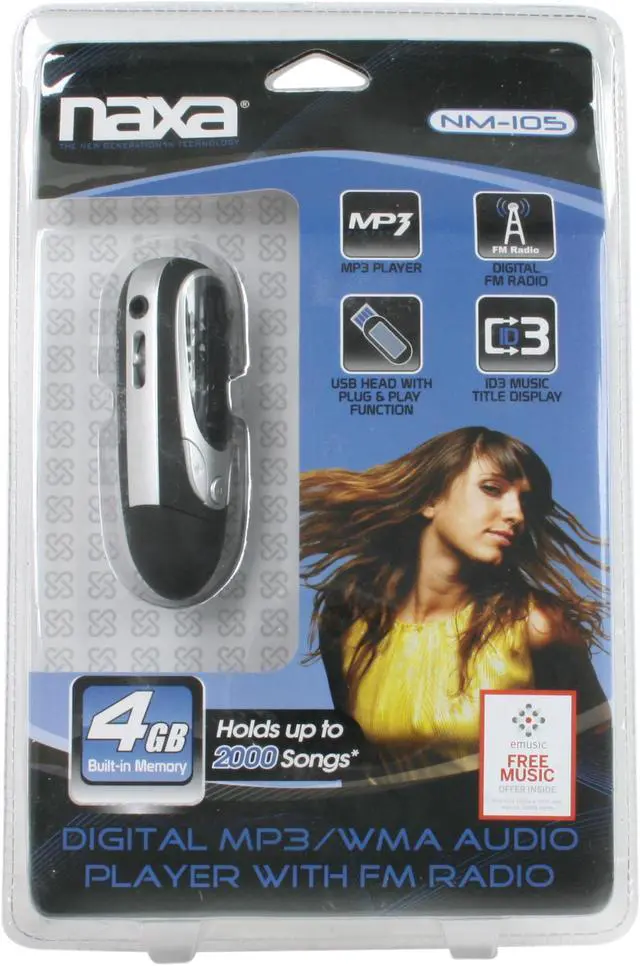 Alt view image 7 of 7 - Naxa Black 4GB MP3 Player NM-105