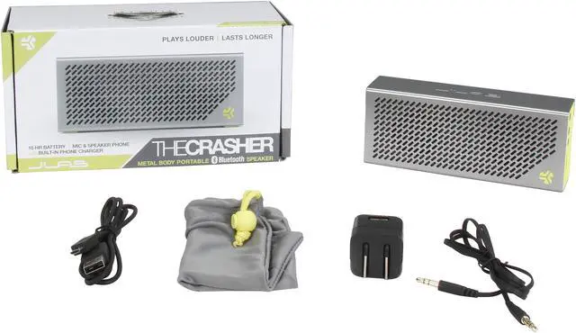 Alt view image 6 of 6 - JLab CRASHER-SLVYLW-BOX Crasher Portable Bluetooth Speaker with Built in Phone Charger