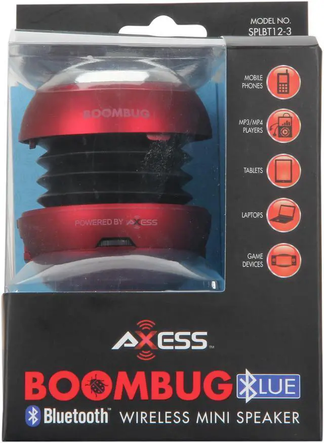 Alt view image 6 of 6 - Boombug Bluetooth Portable Mini Premium Speaker - SPLBT12-3, Metallic Red