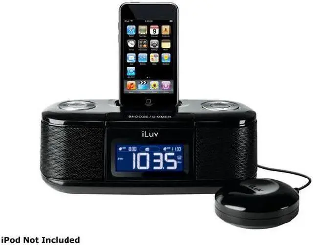 Alt view image 3 of 14 - iLuv Vibro Desktop Alarm Clock with Bed Shaker for iPod                                                        iMM153BLK