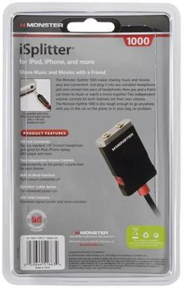 Alt view image 4 of 4 - Monster Cable iSplitter 1000 for iPad, iPod and iPhone AI 1000 Y-SPLT