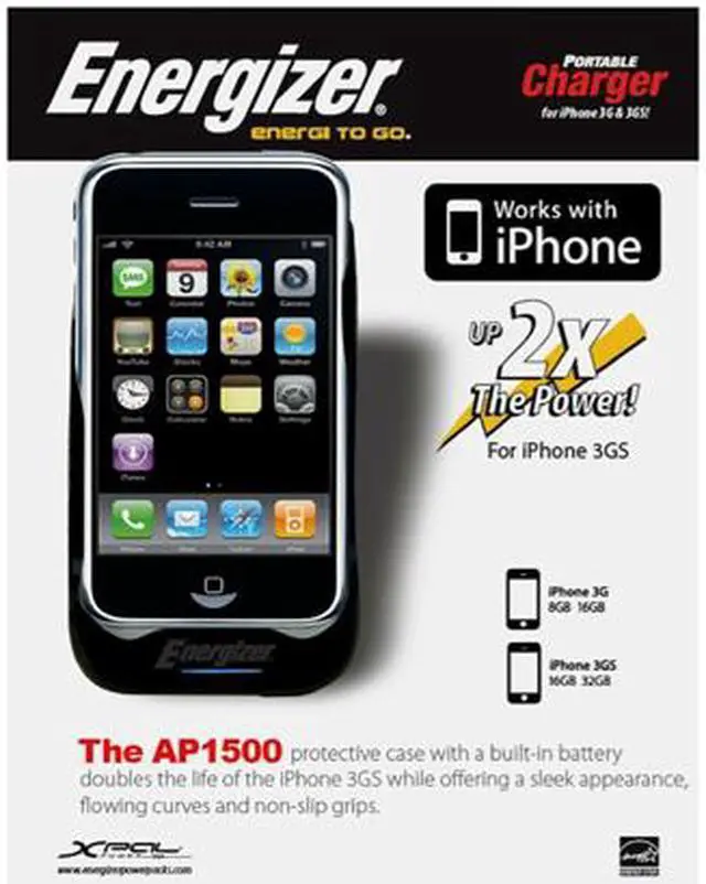 Alt view image 17 of 17 - Energizer - Protective Case w/ Built-in Battery for iPhone (AP1500)