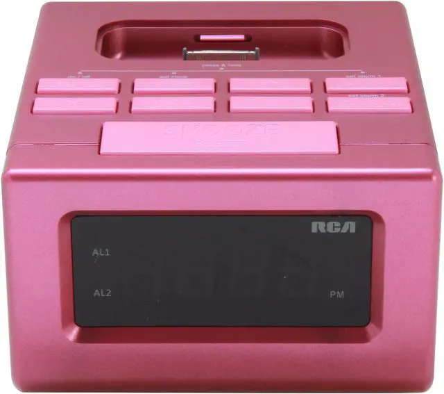 Alt view image 2 of 6 - RCA Clock Radio Docking Station (Pink) for iPhone and iPod RC130iPK