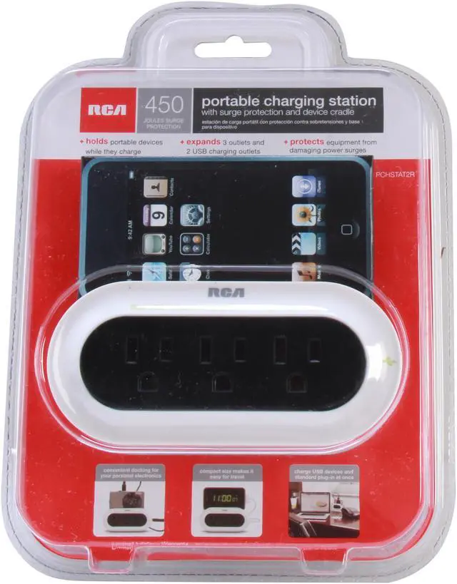 Alt view image 6 of 6 - RCA Travel Charger with Surge Protection PCHSTAT2R