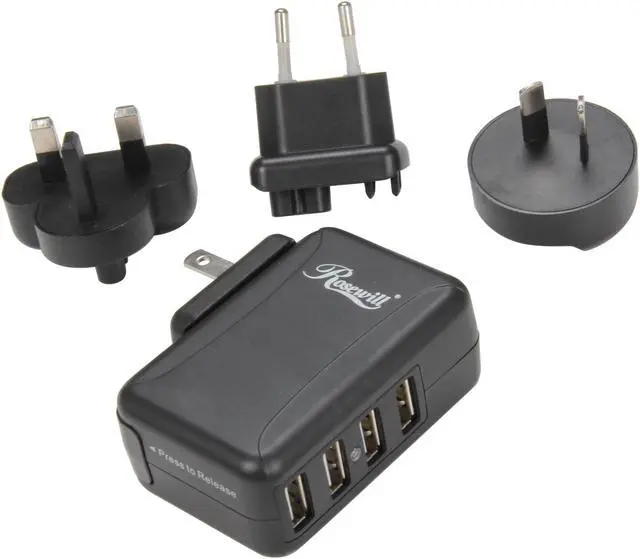 Main image of Rosewill 2 Amp 4 Port USB International Traveling Wall Charger RUC-6181 for iPhone/iPod/iPad/MP3