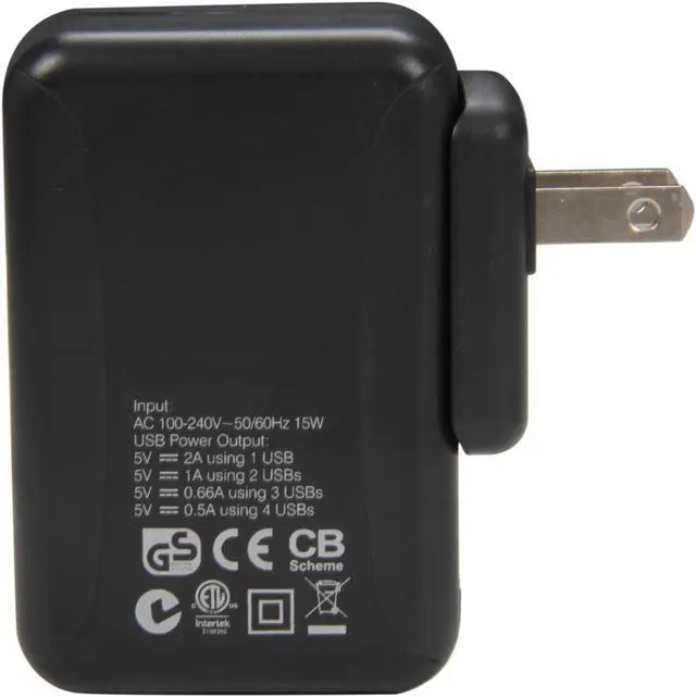 Alt view image 4 of 6 - Rosewill 2 Amp 4 Port USB International Traveling Wall Charger RUC-6181 for iPhone/iPod/iPad/MP3