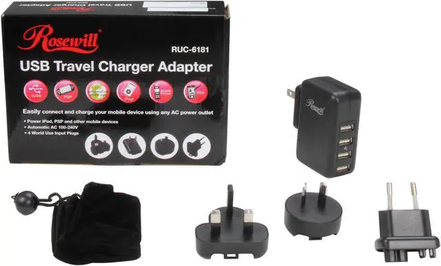 Alt view image 6 of 6 - Rosewill 2 Amp 4 Port USB International Traveling Wall Charger RUC-6181 for iPhone/iPod/iPad/MP3