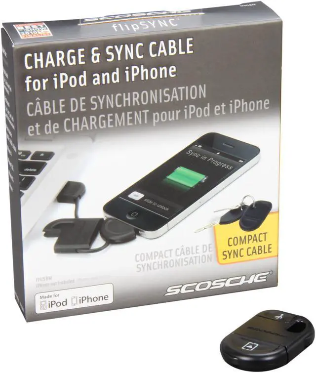 Alt view image 6 of 6 - SCOSCHE flipSYNC Keychain w/ USB 2.0 Charge & Sync Cable for iPhone 3G/3GS, iPhone4/iPod (IPUSBM)
