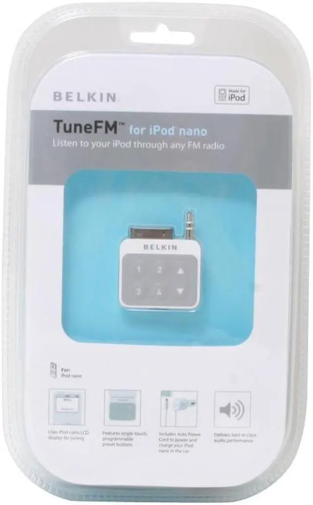 Belkin TuneFM FM Transmitter For IPod – Black, Aux Port – Model F8Z179eaBLK