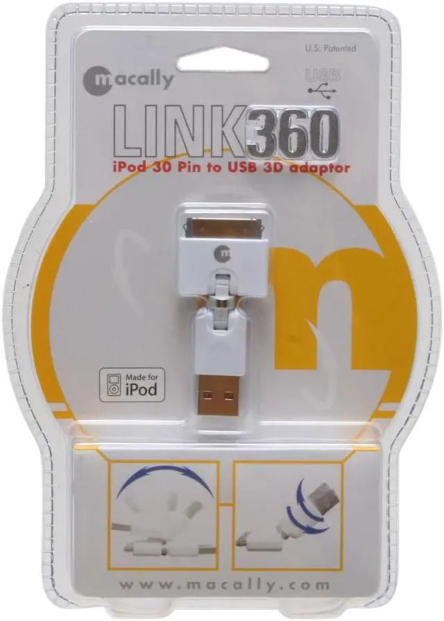 Alt view image 4 of 4 - macally 30 Pin to USB 3D Adapter for iPod devices Model Link360-U