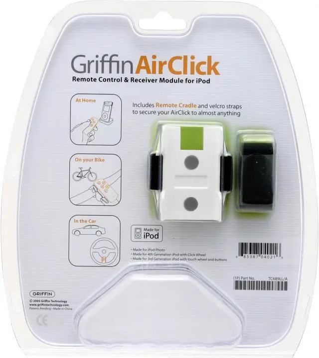 Alt view image 2 of 3 - GRIFFIN AirClick Remote Control and Receiver Module for iPod Model 4021-ACPOD