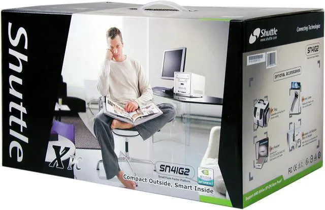 Alt view image 8 of 8 - Shuttle XPC Barebone System SN41G2 AMD Socket A(462) NVIDIA nForce2 IGP Barebone