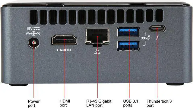 Alt view image 9 of 11 - Intel NUC (Next Unit of Computing) BOXNUC8i7BEH1 Intel i7 Quad Core Black Mini / Booksize Barebone System