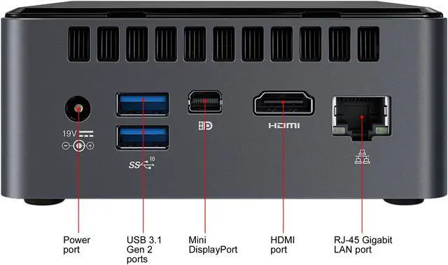 Alt view image 4 of 6 - Intel NUC 8 Mainstream-G Kit with Intel Core i7, Radeon 540X Discrete Graphics, 8GB RAM, with No Cord, Single Pack, Additional Component Required BXNUC8i7INHX