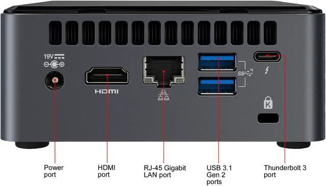 Alt view image 6 of 7 - Intel NUC 10 Performance Kit BXNUC10I7FNH1 10th Gen Intel Core i7-10710U Supports up to 3 Displays 5 USB Ports Mini / Booksize Barebone System