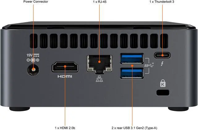 Alt view image 6 of 6 - Intel NUC 10 Core™ i5-10210U Processor  Frost Canyon BXNUC10i5FNHN1 Tall Mini PC Barebone supports M.2 and 2.5'' Drive