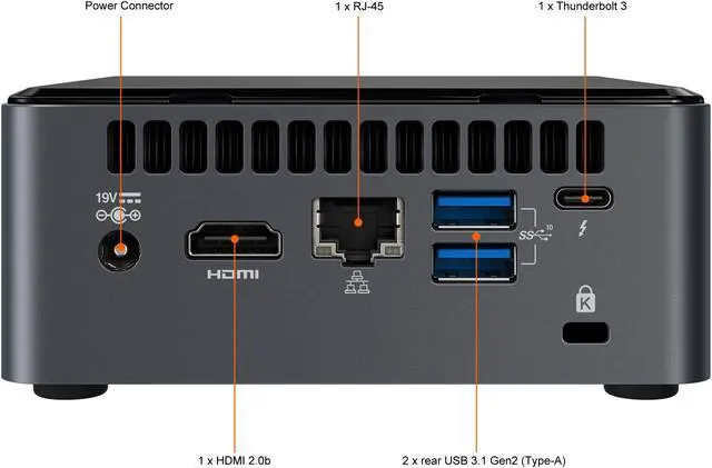 Alt view image 6 of 6 - Intel NUC 10 BXNUC10i7FNHN1 Mini / Booksize Barebone System - Intel Core i7-10710U CPU Installed -  Tall