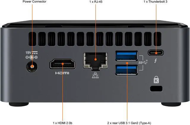 Alt view image 6 of 6 - Intel NUC 10 BXNUC10i3FNHN1 Mini / Booksize Barebone System - Intel Core i3-10110U CPU Installed -  Tall
