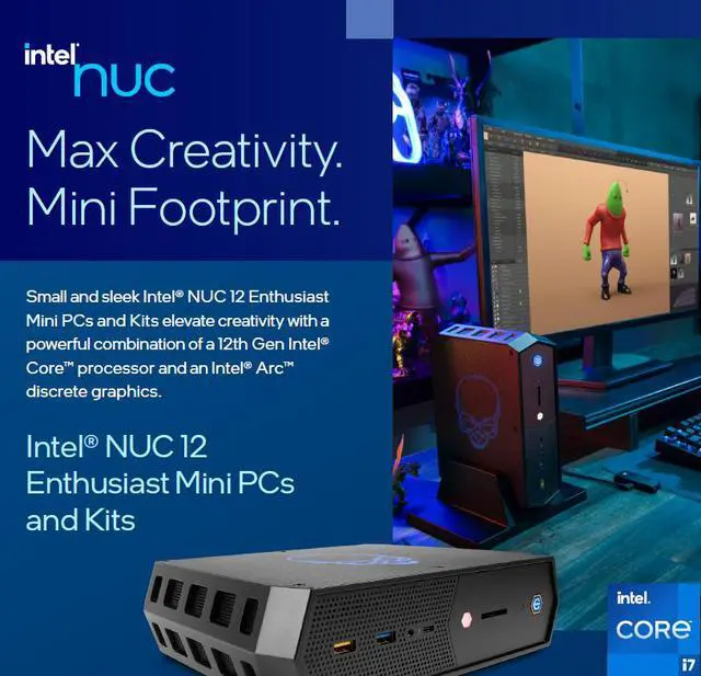 Alt view image 9 of 10 - Intel NUC Serpent Canyon RNUC12SNKi7200U Mini / Booksize Barebone System Intel 12th Gen Core i7-12700H Intel Arc A770M, Single Pack
