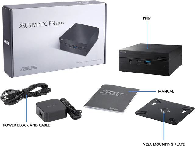 Alt view image 3 of 7 - ASUS PN61 Barebones Mini PC with Intel Core i5-8265U and Integrated Intel 4K UHD Graphics (HDMI, DisplayPort over Type-C, COM Port, 802.11 ac Wi-fi, Bluetooth 5.0, Gigabit LAN, USB 3.1, VESA Mount) PN61-BB5037MC