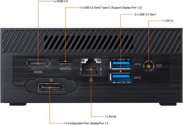 Alt view image 8 of 15 - ASUS PN51 Mini PC with AMD Ryzen 5 5500U Six-Core Mobile Processor, up to 64GB DDR4 RAM, M.2 PCIE up to 1TB SSD, WiFi 6, Bluetooth, USB-C, Hardware TPM, Barebone (PN51-E1-BB5000XTD)
