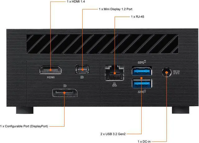 Alt view image 4 of 11 - ASUS PN63-S1 Mini PC Barebone with Intel Core i5-11300H, up to 64GB DDR4 RAM, Two M.2 SSD Plus One 2.5-inch HDD, WiFi 6, Bluetooth, USB-C with VESA Mount (PN63-S1-BB5H000XFD)
